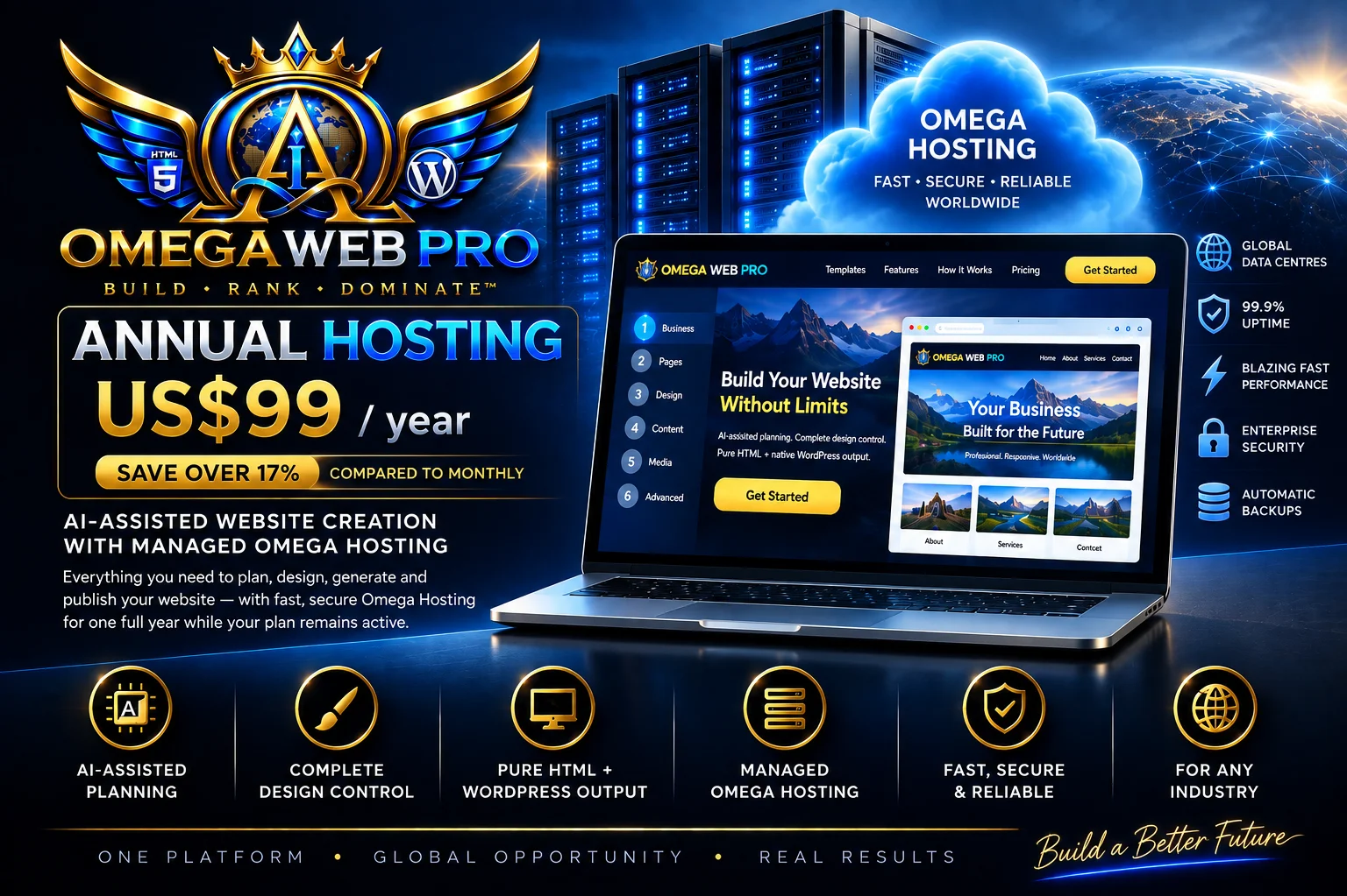 Omega Web Pro Annual Hosting — US$99 per year